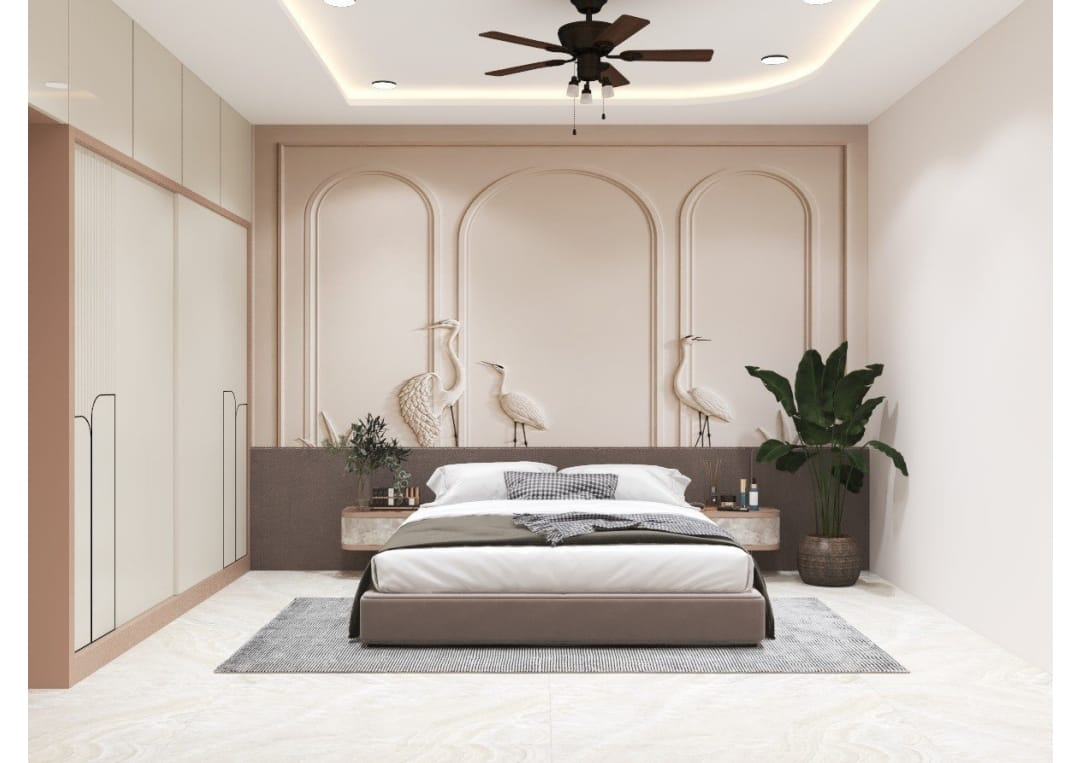 Classic Bedroom with Arched Wall Trims