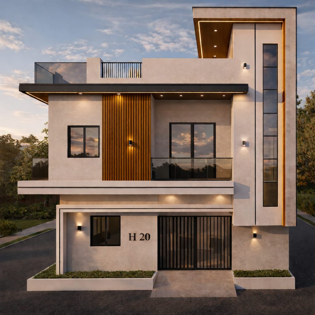 Compact Modern Elevation — H20