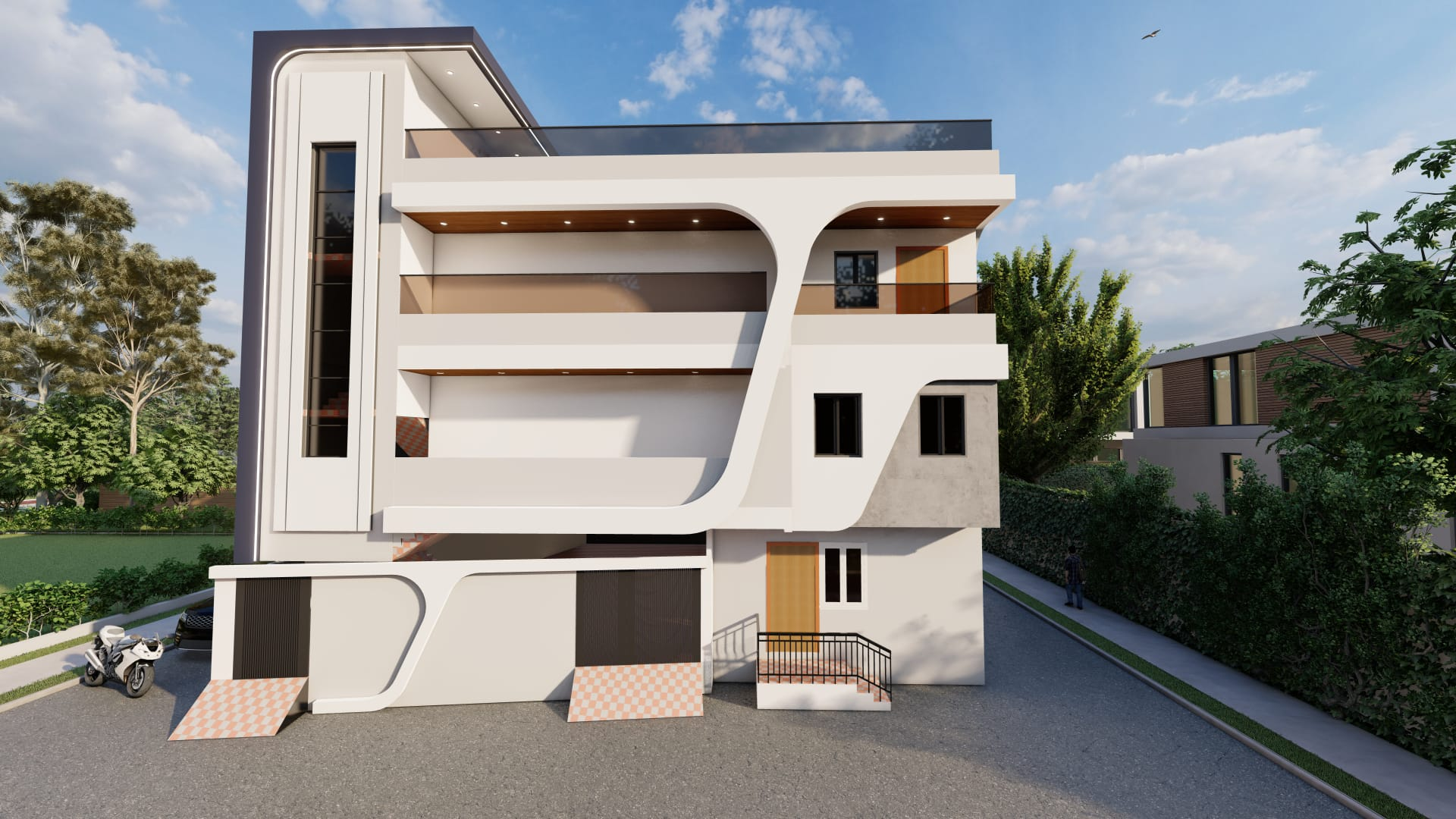 Curved Sculptural Villa Elevation