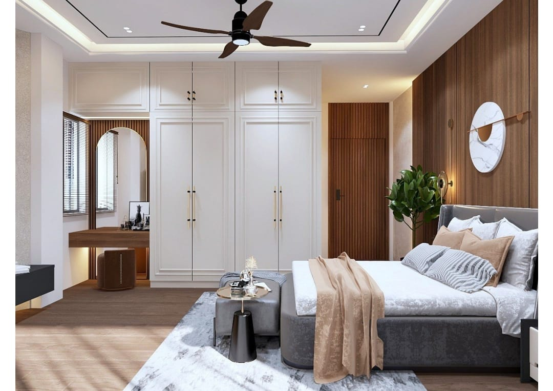 Modern Bedroom with Wardrobe & Dresser